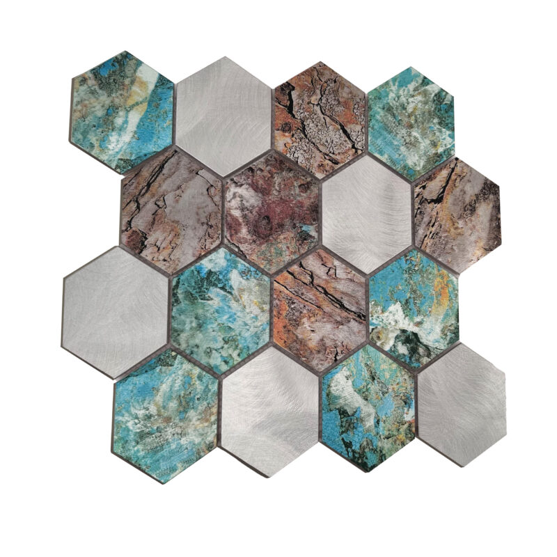 Mozaic metalic Allumi Hexagon Patina 73 7