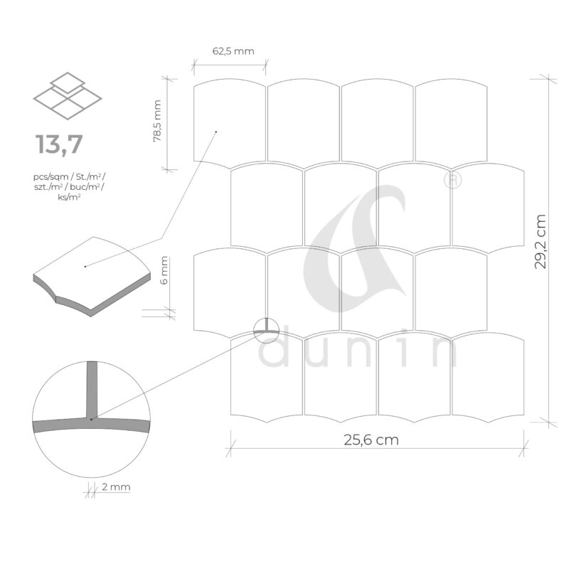 Mozaic ceramic Arcado Carrara matt 6