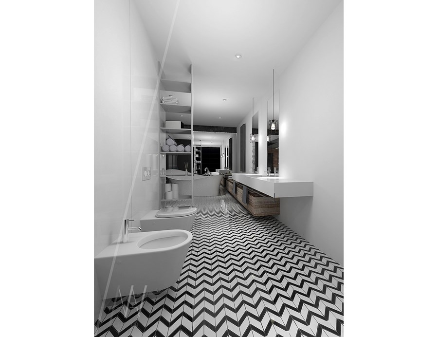 Mozaic pardoseala Pure B&W Octagon 100 2